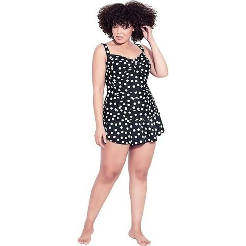 Evans Women's Tankini Top Size 24 Plus Twist Print Nautical Spot Sleeveless Tank